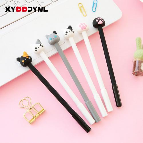 XYDDJYNL 0.5mm Cute Cat Gel Pen papelaria 2pcs Cartoon Kawaii School supplies Student Stationery