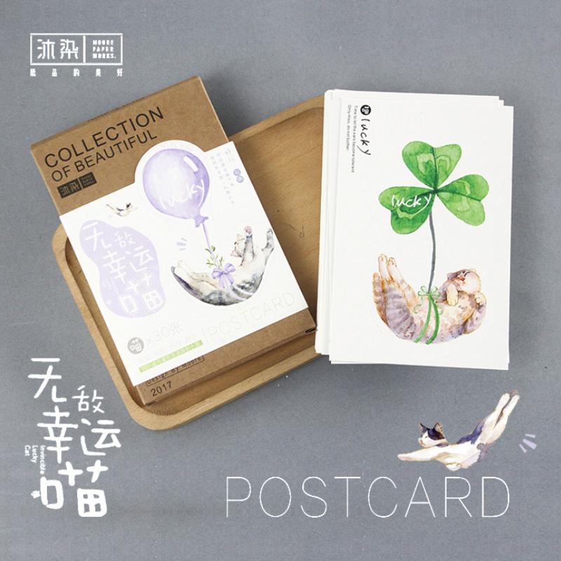 30 pcs lot Cute plant cat garden postcard landscape greeting card christmas card birthday card