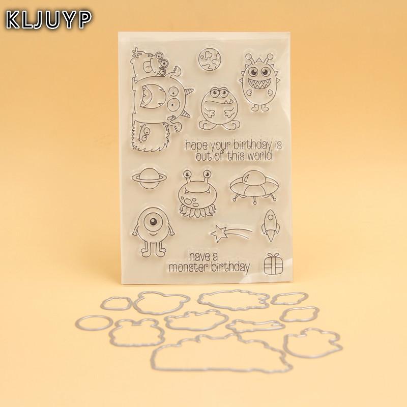 KLJUYP 1set Monsters Metal Cutting Dies and Stamp for DIY Scrapbooking photo album Decorative