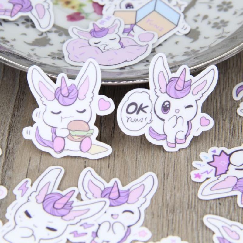 40pcs Self made Cute Purple Unicorn Animal Scrapbooking Stickers Decorative Sticker DIY Craft