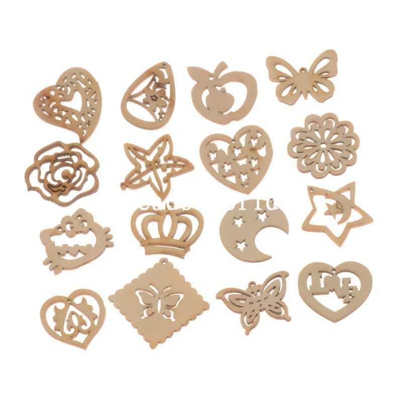 Best Quality Flatback Wood Craft Decoration Promotions Scrapbooking 50 Pcs Embellishments Mixed