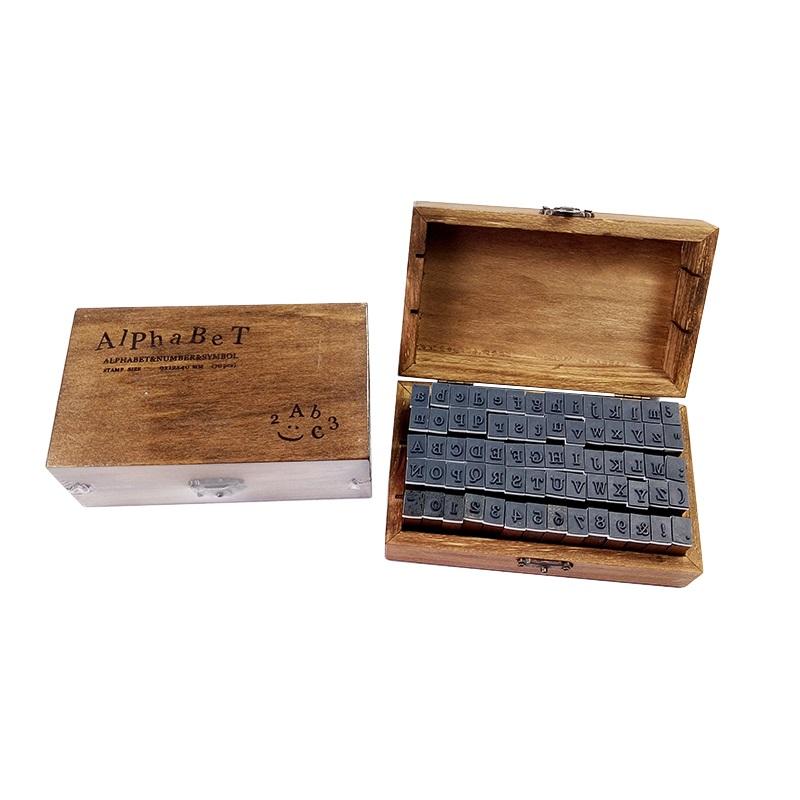 Sale tot 25% Korting 70 Pcs set DIY Stamp Standard Alphabet Number Symbol Wooden Box Vintage