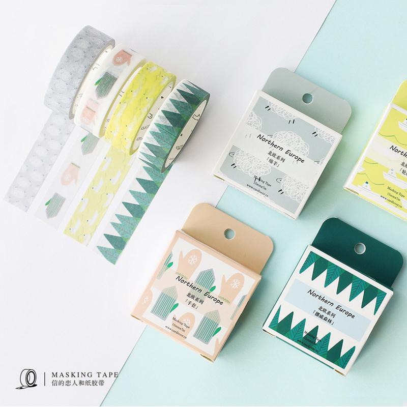 1.5cm*7m Nothern Europe washi tape DIY decorative scrapbook planner masking tape adhesive tape