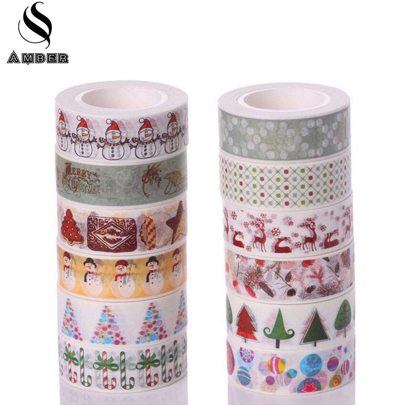 15mm*10m Kawai Christmas DIY Washi Tapes Adhesive Masking Tape Set Stationery Scrapbooking Album