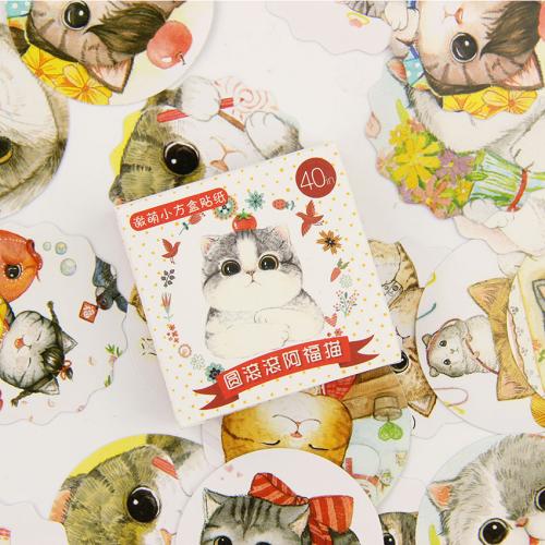 120PCS Lot Fat Cat Diary Stickers Pack Post It Kawaii Planner Scrapbooking Sticky Stationery