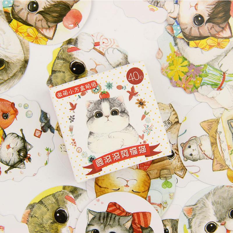 120PCS Lot Fat Cat Diary Stickers Pack Post It Kawaii Planner Scrapbooking Sticky Stationery