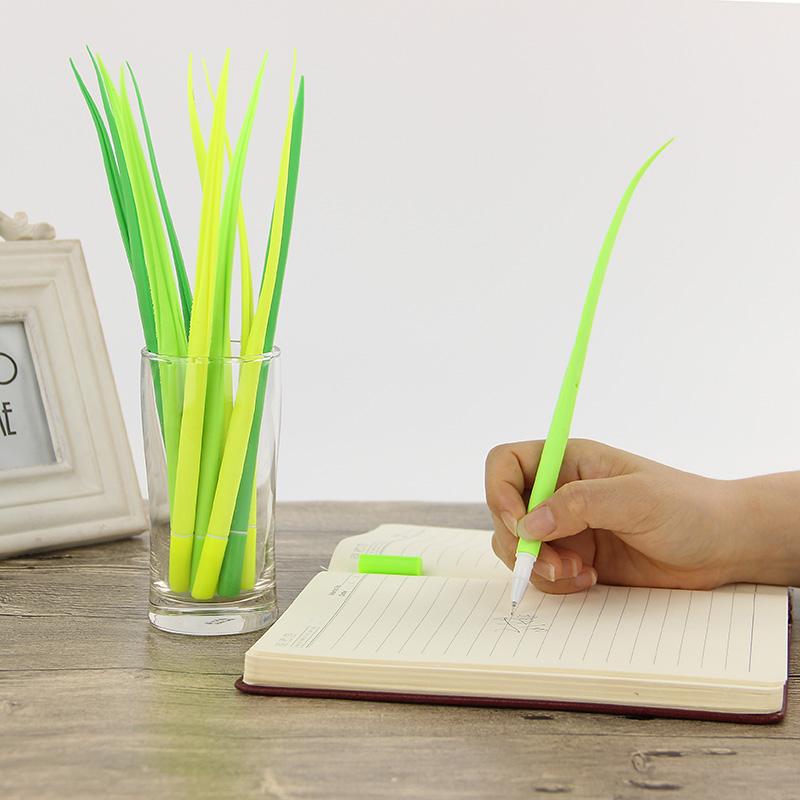 6PCS Office School Writing Pen Grass Soft Green Gel Pen Decoration Plant Pen Supply Gift