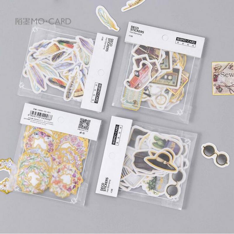 Gilding Fashion Diary Feather Stickers Diary Sticker Scrapbook Decoration PVC Stationery Stickers