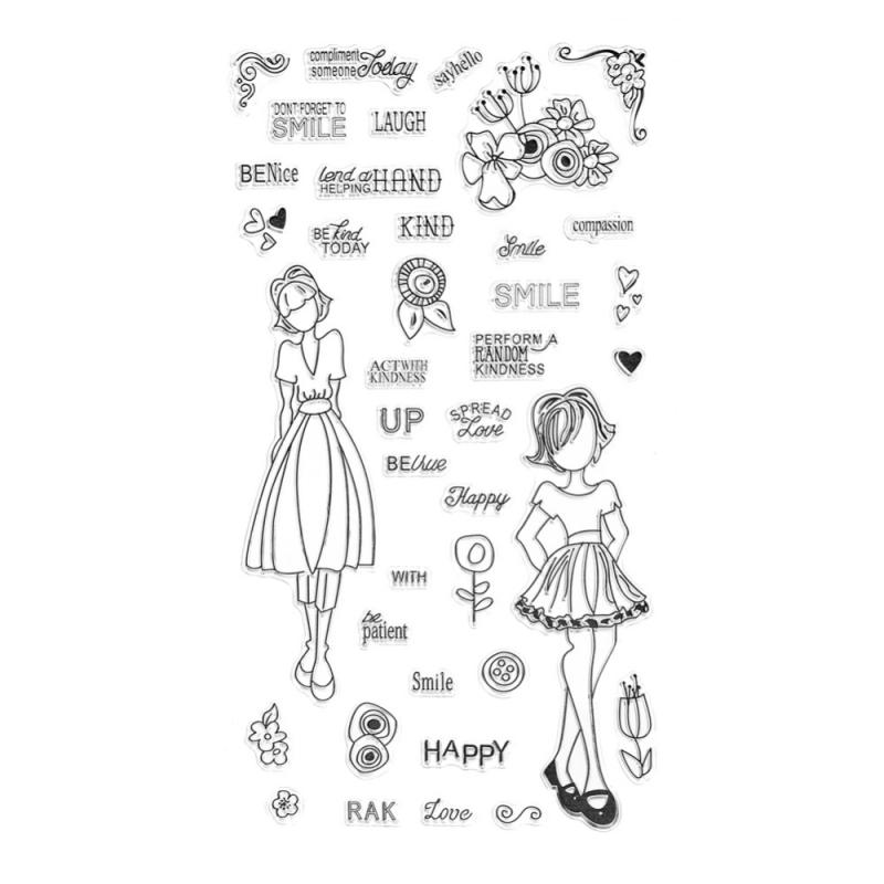 CCINEE 1PCS Transparent Clear Stamp Happy Girl Style Used For Photo Album Decorative