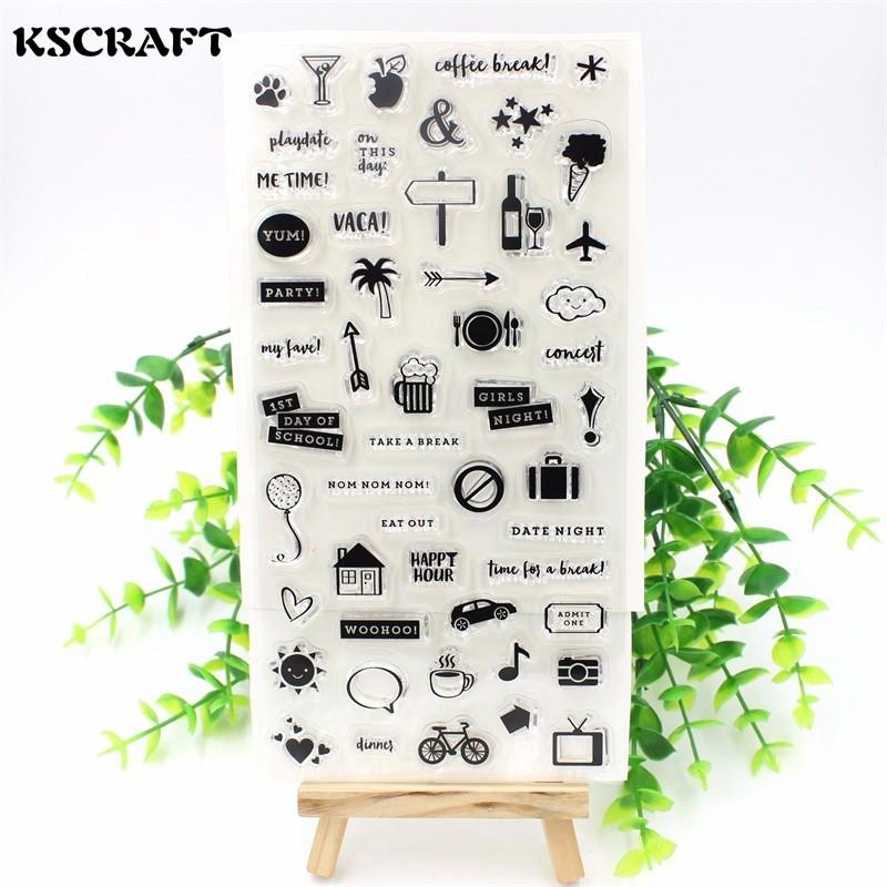 KSCRAFT coffee break Transparent Clear Silicone Stamps for DIY Scrapbooking Card Making Kids Fun