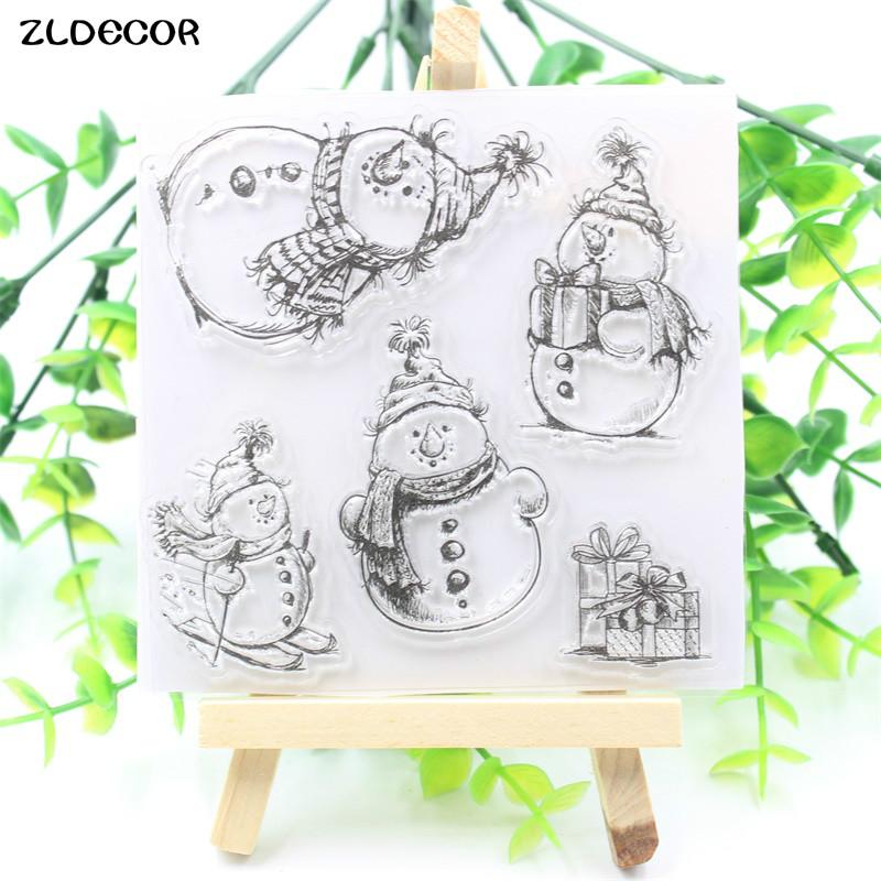 â‚¬150000 Aanbieding ZLDECOR Snowman Transparent Clear Silicone Stamps for DIY Scrapbooking Card