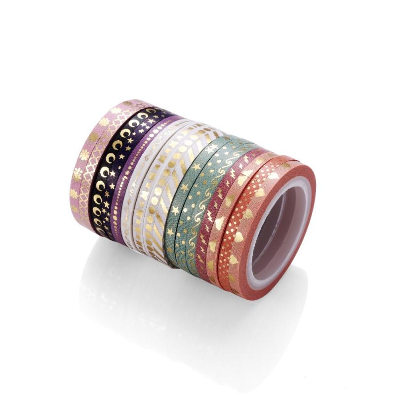 AAGU 16 Patterns 3mm*5m Skinny Foil Washi Tape Excellent Quality Decorative Paper Tape Star Dot