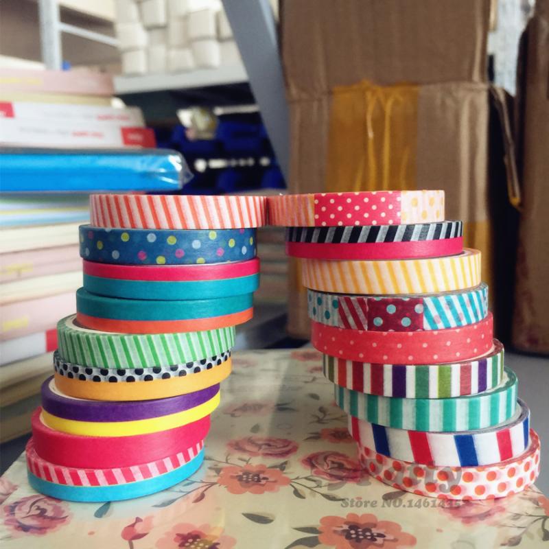 18 pcs Lot 7mm Slim washi tape pack Scotch masking sticker for album notebook scrapbooking Deco
