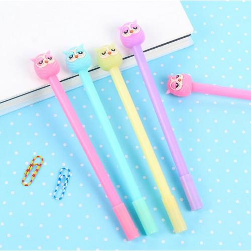 â‚¬570000 Bespaart 4pcs lot 0.38mm Lovely Cartoon Owl Gel Pen Promotional Gift Stationery School