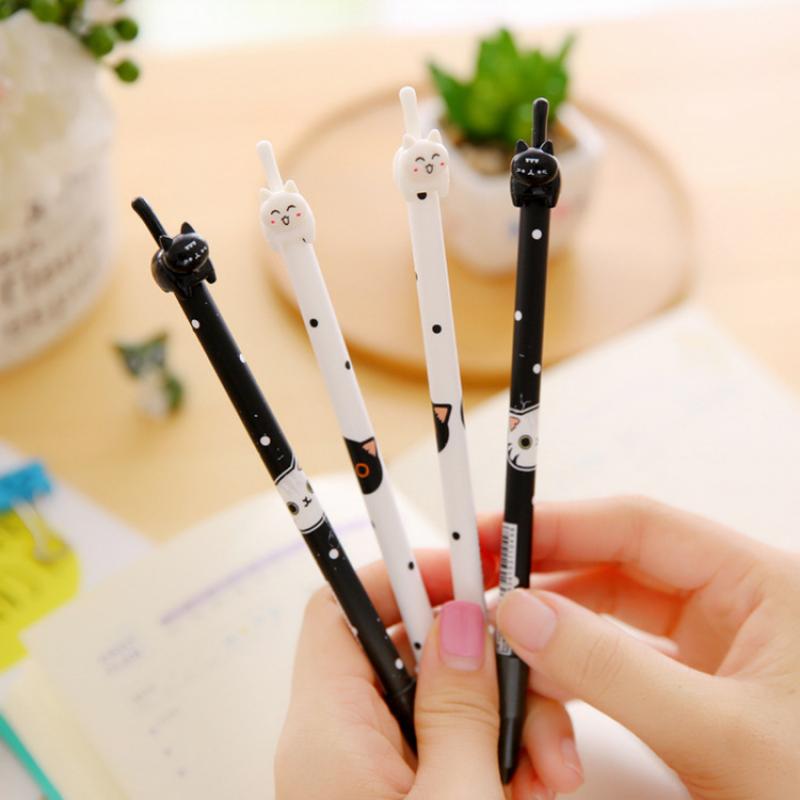 4Pcs Cute Cat Pen Cute Pen Stationary Kawaii School Supplies Gel Ink Pen School Stationary Office