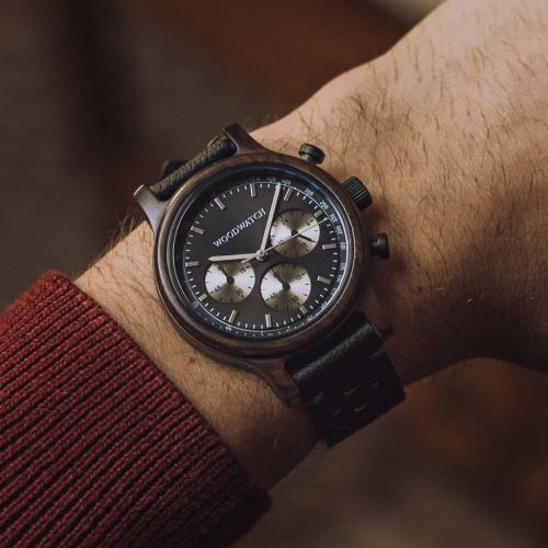 Houten Horloge Chrono Night Sky - Black Cactus