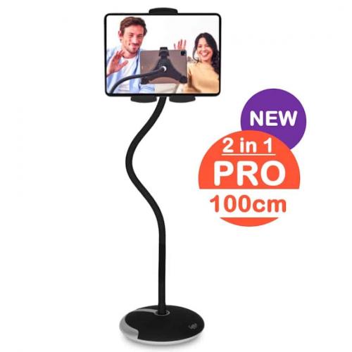 Tablet houder + Telefoonhouder PRO (2 in 1) met voet & 100 cm hals
