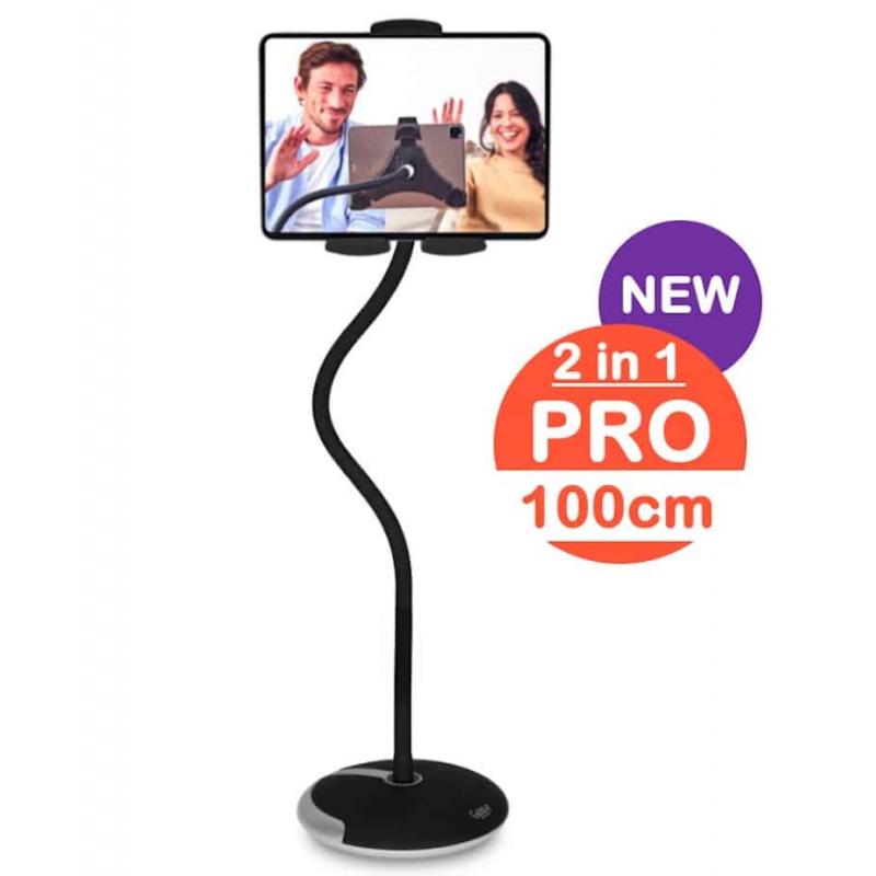 Tablet houder + Telefoonhouder PRO (2 in 1) met voet & 100 cm hals