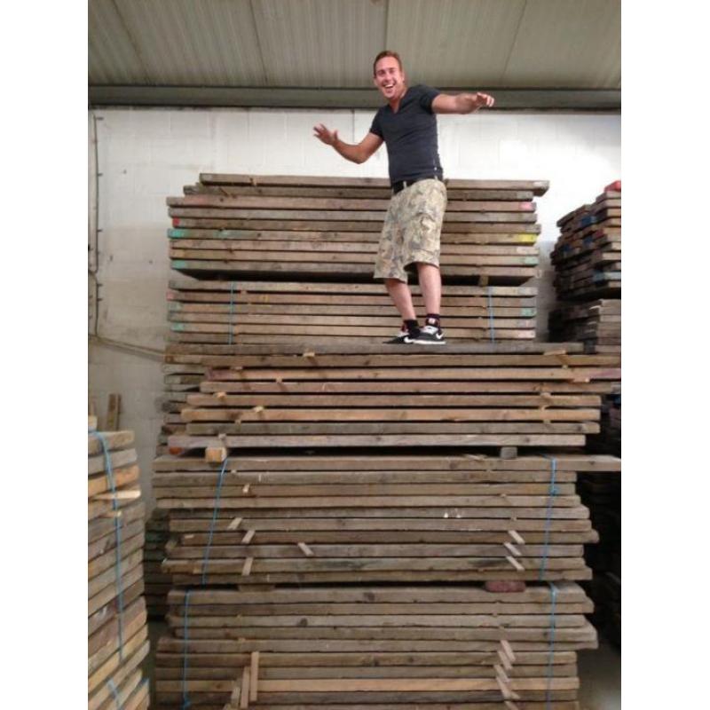 Steigerhout Gebruikt Nieuw Vintage Gebeitst Dikke planken