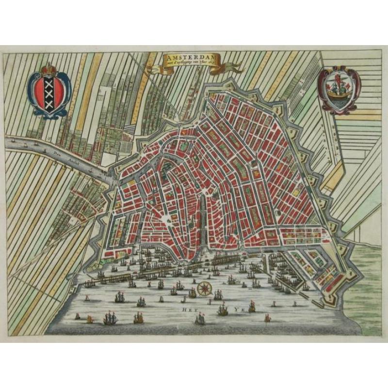 Antieke plattegrond afstudeergeschenk Universiteit steden