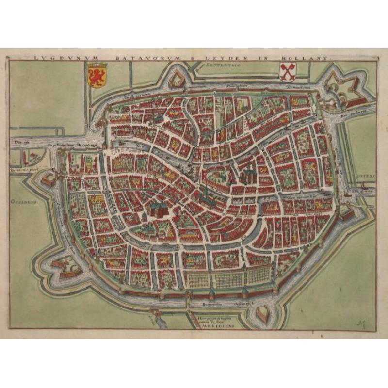 Antieke plattegrond afstudeergeschenk Universiteit steden