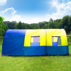 XXL camping tent waterdicht 4-6 personen blauw-geel 401686