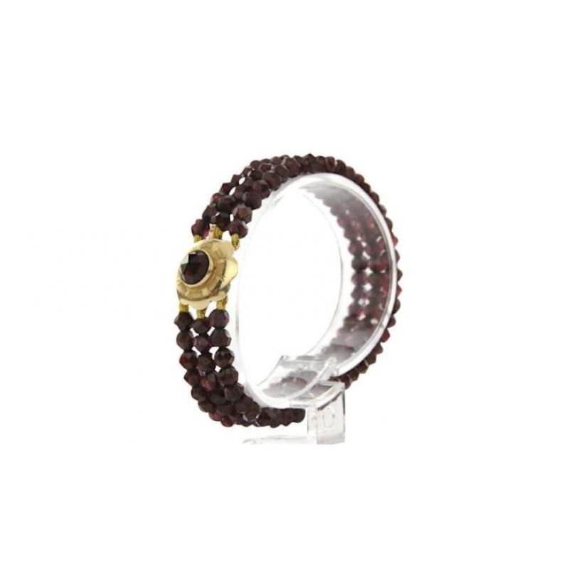 Granaat armband met gouden siersluiting 14 krt