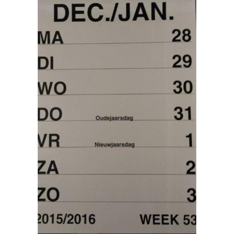 Grootletter weekkalender agenda 2016