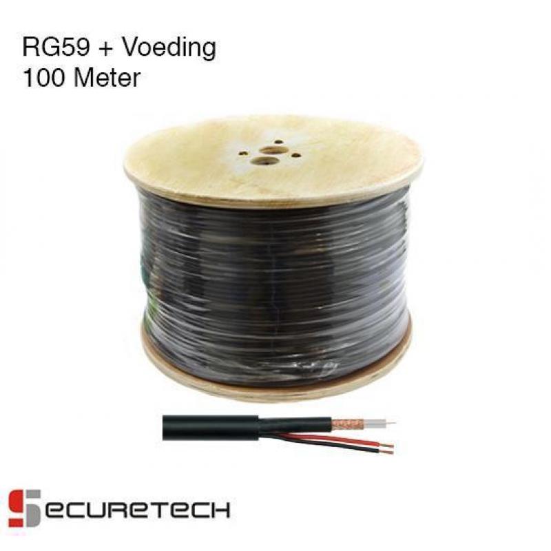 Coax combi kabel RG59 met voeding 100 meter op rol