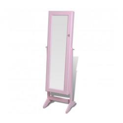 Sieradenkast met spiegel 146 x 37 x 46 cm (roze)