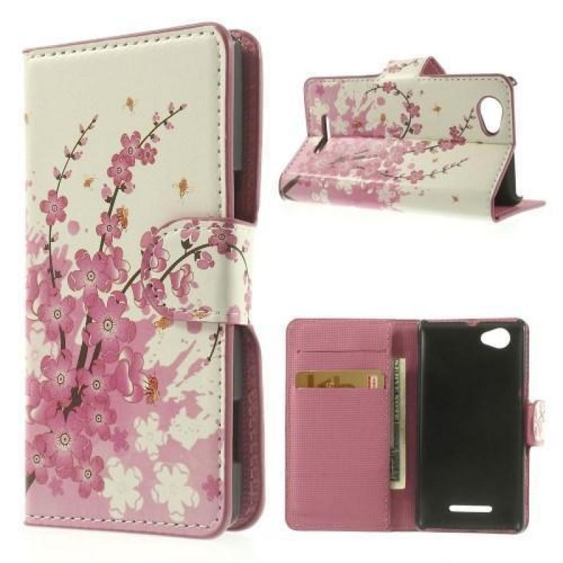 Pink plum wallet hoesje Sony Xperia M