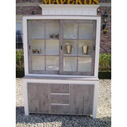 vergrijsd eikenhout met wit Buffetkast Roy 160cm /9021