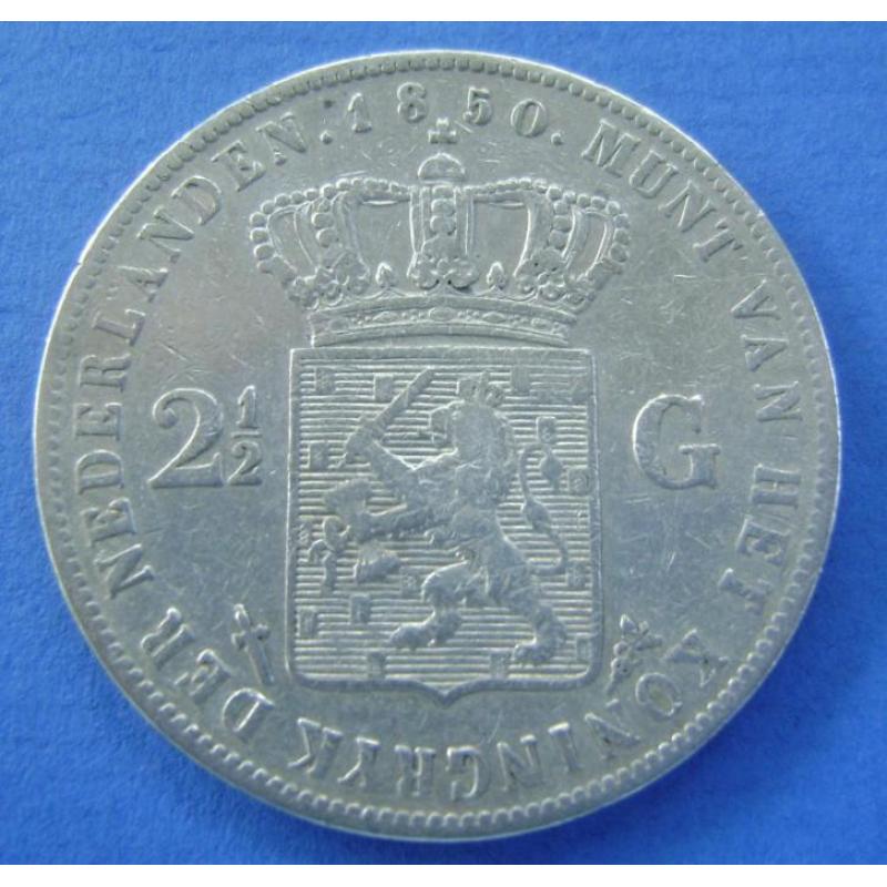 Zilveren rijksdaalder, 2 1/2 gulden 1850 Willem 3