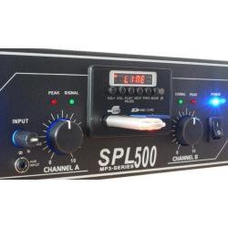 SkyTec 2 x 250W DJ PA versterker SPL500MP3 met USB MP3 en FM