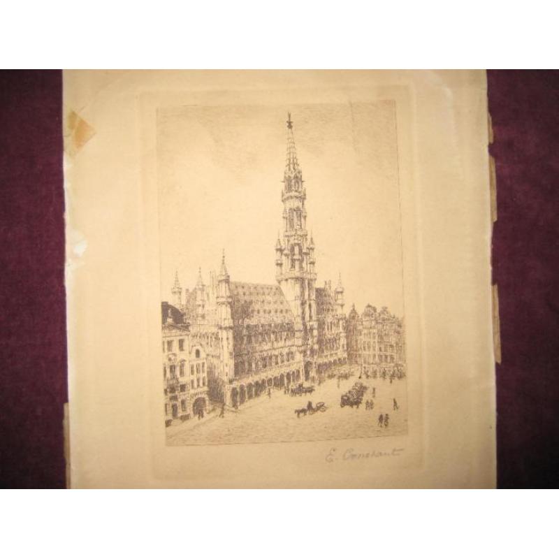 De Grote Markt van Brussel, heel oud blad, 35 x 40