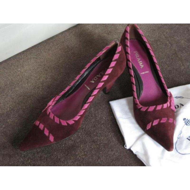 Prada suede pump, bordeau/fuchsia, maat 38