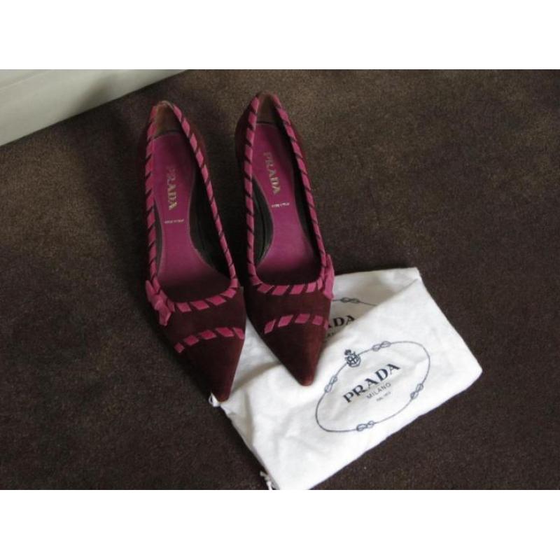 Prada suede pump, bordeau/fuchsia, maat 38