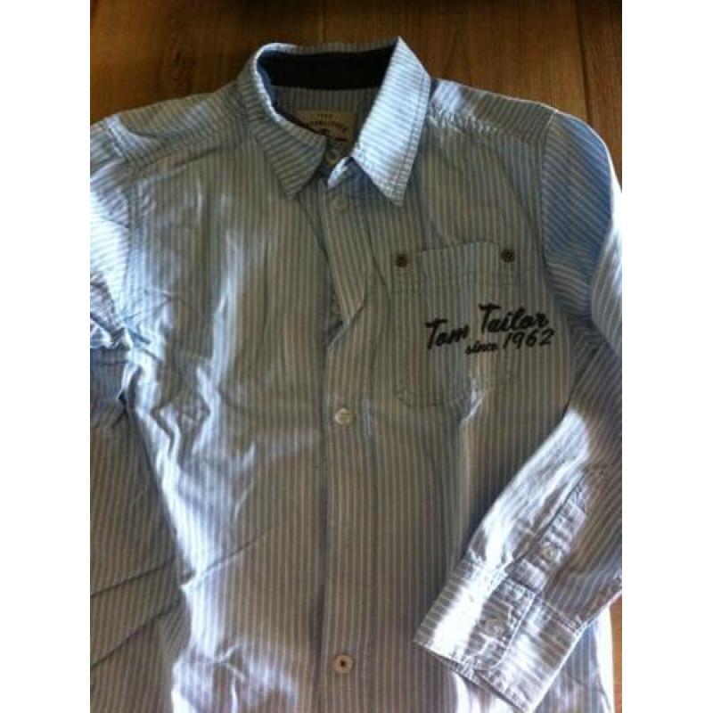 Tom Tailor blauw/wit gestreept overhemd mt128