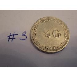 zilveren 1/4 gulden 1947 curacao #3
