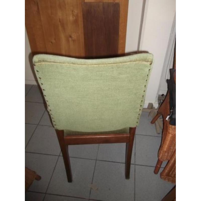 Eiken fauteuil met groene stof