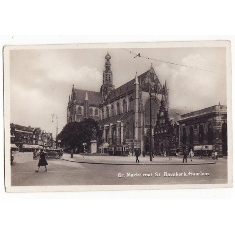 Haarlem Grote Markt met St. Bavokerk 1930 ansichtkaart