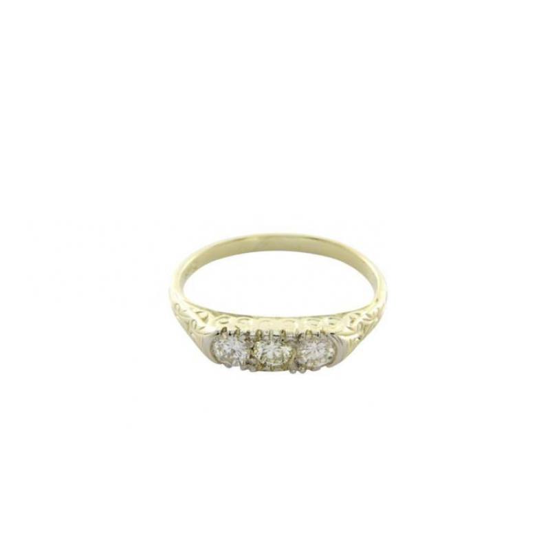 Gouden vintage ring met diamant 14 krt