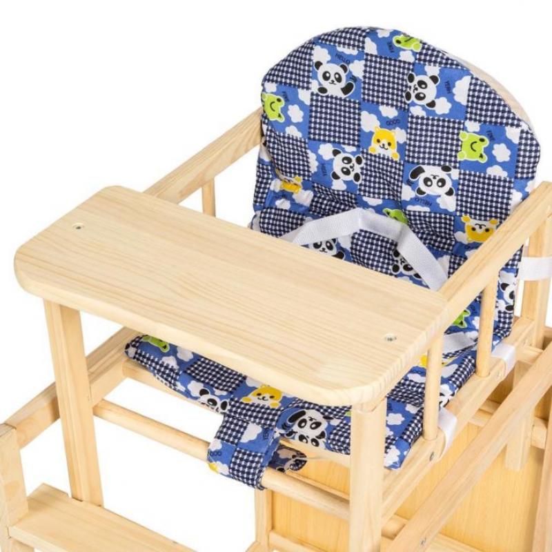 2-in-1 kinderstoel kinderstoeltje hout + tafel blauw 401324