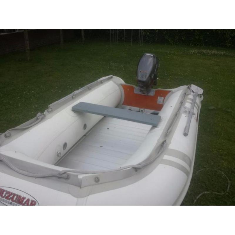 Nette rubberboot 3.10 incl nette Tohatsu 5 pk motor