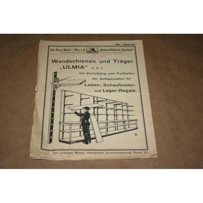 Oude prijscourant Boekenkasten/planken ed - ca 1930 !!