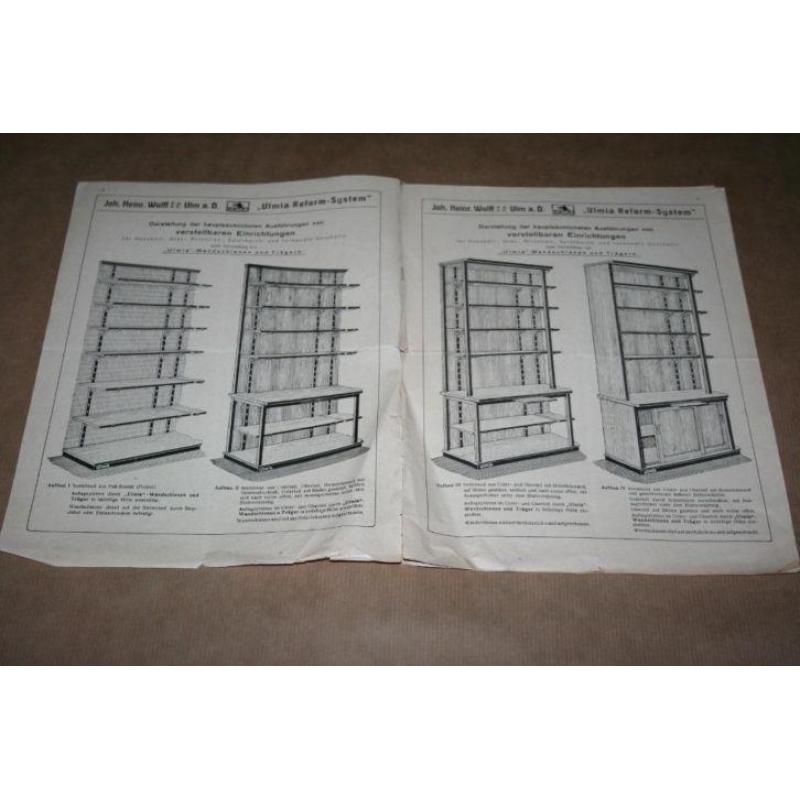 Oude prijscourant Boekenkasten/planken ed - ca 1930 !!