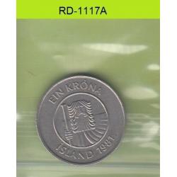 Rd-1117 iceland 1 krone 1981 km27 vf