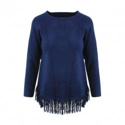 Sweater Fringe Blue - Truien & Vesten #74
