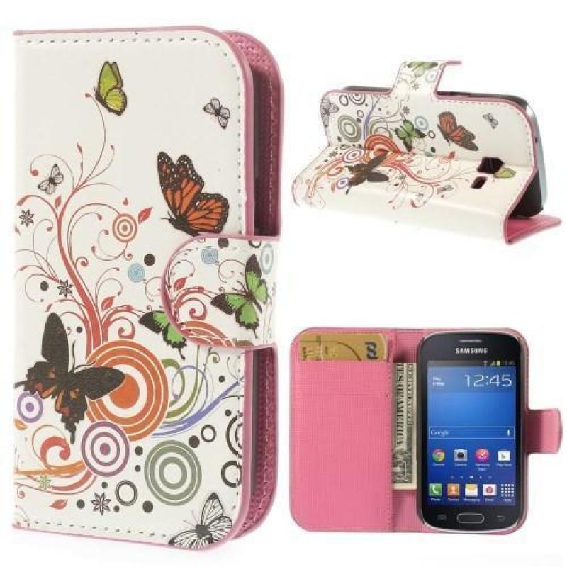 Butterfly wit Wallet Hoesje Samsung Galaxy Trend Lite S7390