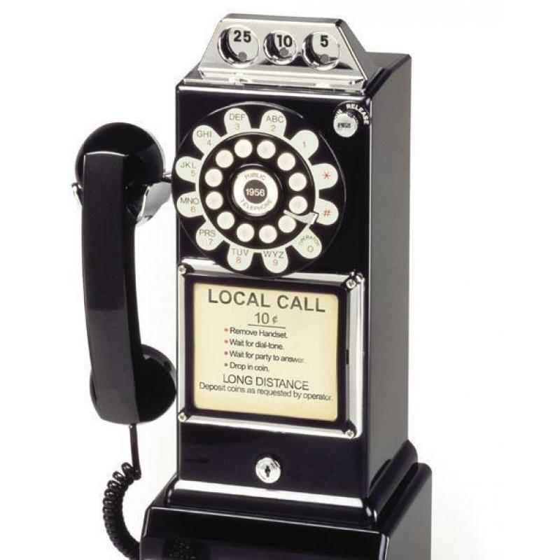 Wild & Wolf 1950's Diner Phone Retro Wandtelefoon Zwart
